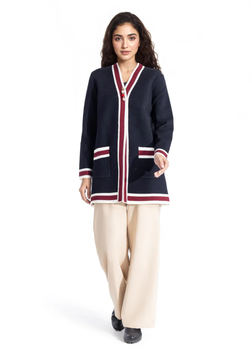 Black-V Neck Cardigan Full Sleeves Sweater (25Y-079-67) - Image 5