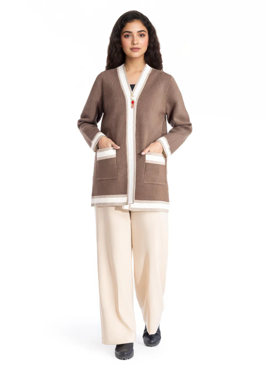 Sand-V Neck Cardigan Full Sleeves Sweater (25Y-079-67)