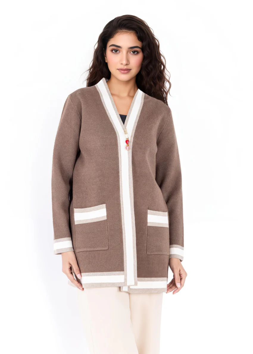 Sand-V Neck Cardigan Full Sleeves Sweater (25Y-079-67) - Image 3