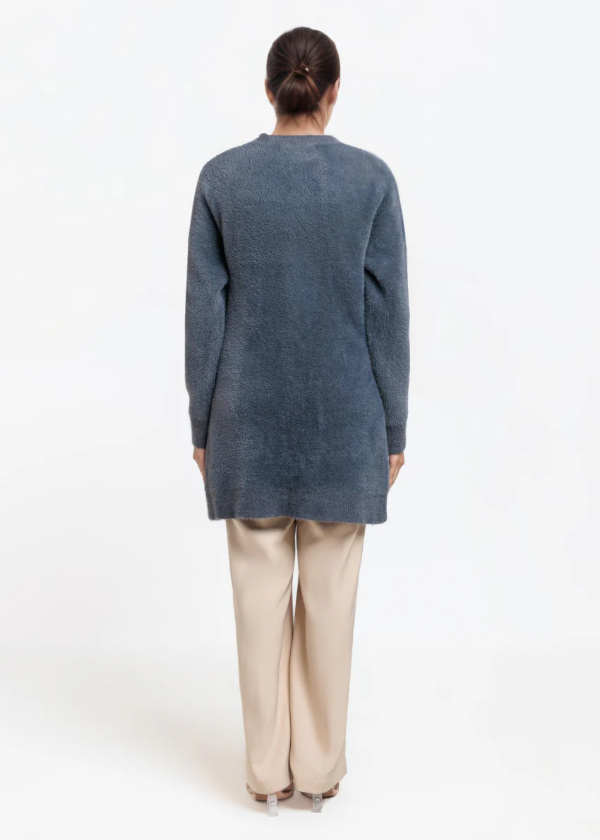 Charcoal-V-Cardigan Full Sleeves Sweater (25Y-080-67) - Image 2