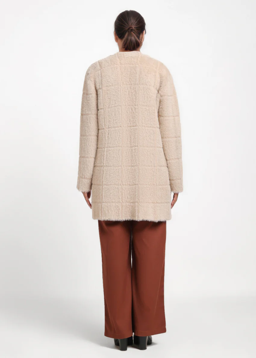 Beige-Round Neck Full Sleeves Cardigan Sweater (25Y-081-67) - Image 2