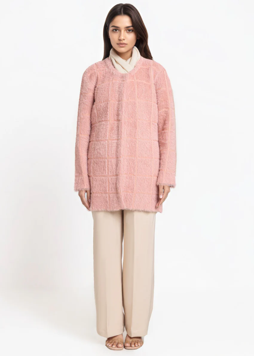 Peach-Round Neck Full Sleeves Cardigan Sweater (25Y-081-67) - Image 3