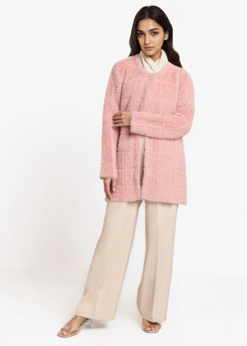 Peach-Round Neck Full Sleeves Cardigan Sweater (25Y-081-67) - Image 4