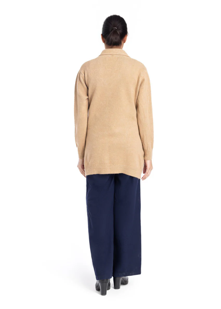 Beige-Shawl Collar Full Sleeves Cardigan Sweater (25Y-082-67) - Image 2