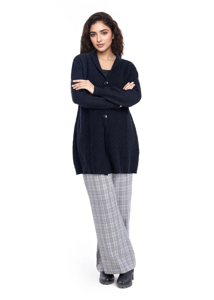 Black-Shawl Collar Full Sleeves Cardigan Sweater (25Y-082-67) - Image 3