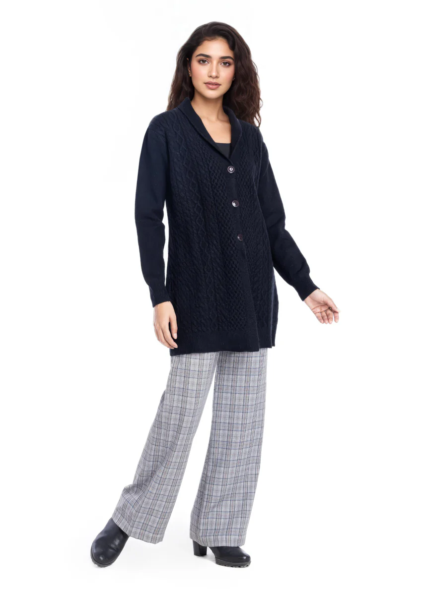 Black-Shawl Collar Full Sleeves Cardigan Sweater (25Y-082-67) - Image 4