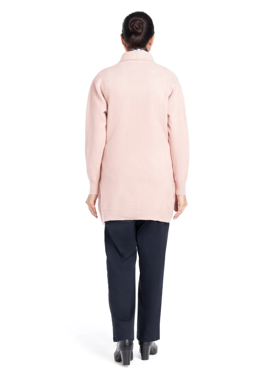 L-Pink-Shawl Collar Full Sleeves Cardigan Sweater (25Y-082-67) - Image 2