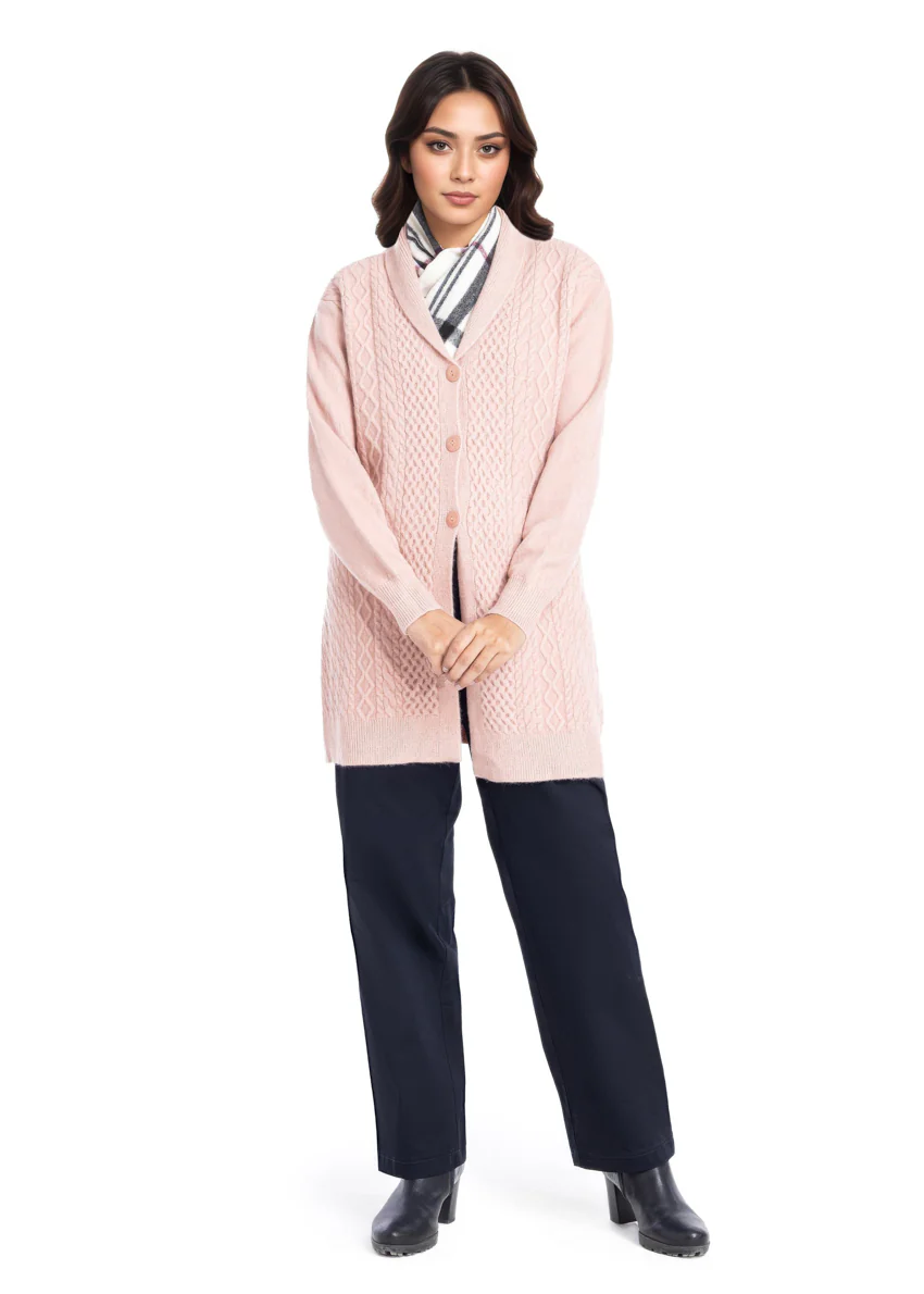 L-Pink-Shawl Collar Full Sleeves Cardigan Sweater (25Y-082-67) - Image 5