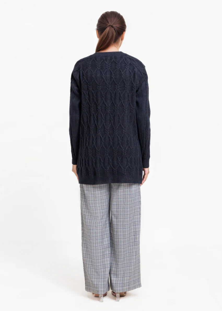 Black-Round Neck Full Sleeves Cardigan Sweater (25Y-084-67) - Image 2