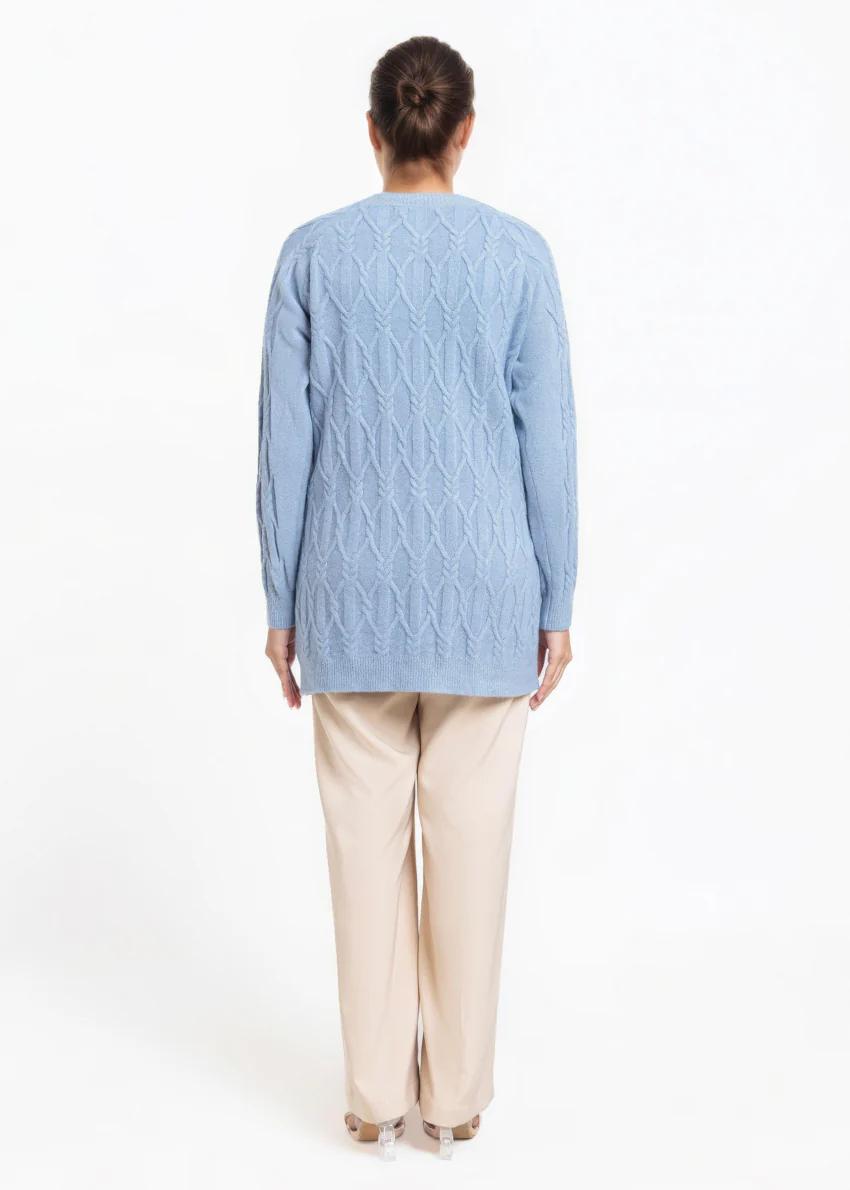 Blue-Round Neck Full Sleeves Cardigan Sweater (25Y-084-67) - Image 2