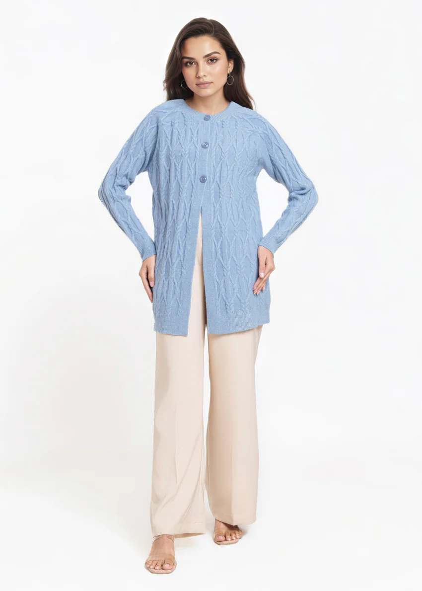 Blue-Round Neck Full Sleeves Cardigan Sweater (25Y-084-67) - Image 4