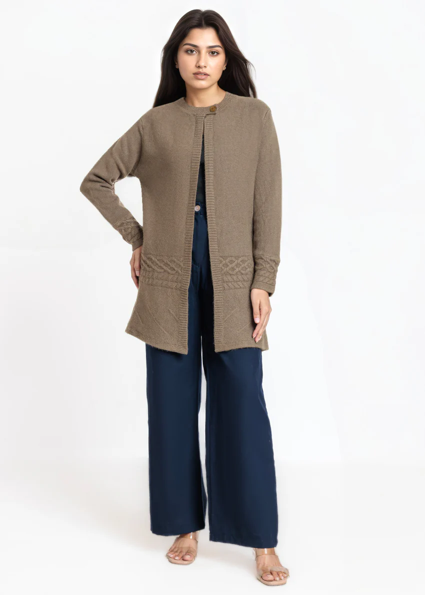 Olive-Round Neck Full Sleeves Cardigan Sweater (25Y-085-67) - Image 4