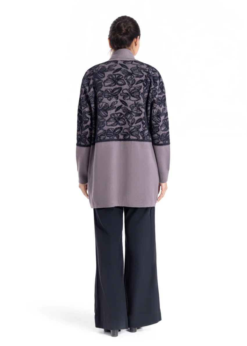 Charcoal-V Neck Cardigan Full Sleeves Sweater (25Y-086-67) - Image 2