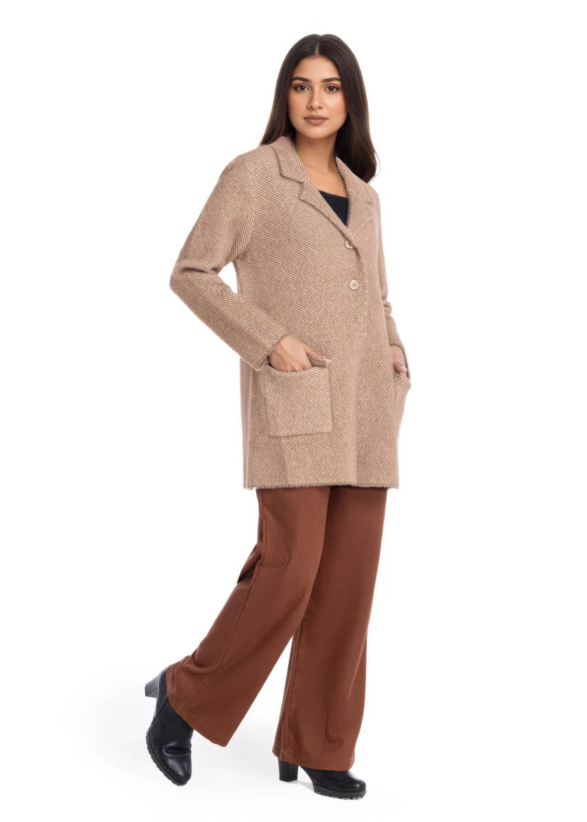 Khaki-Notched Collar Full Sleeves Cardigan Sweater (25Y-087-67) - Image 4