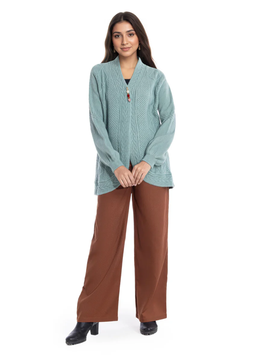 C-Green-V Neck Cardigan Full Sleeves Sweater (25Y-088-67) - Image 5