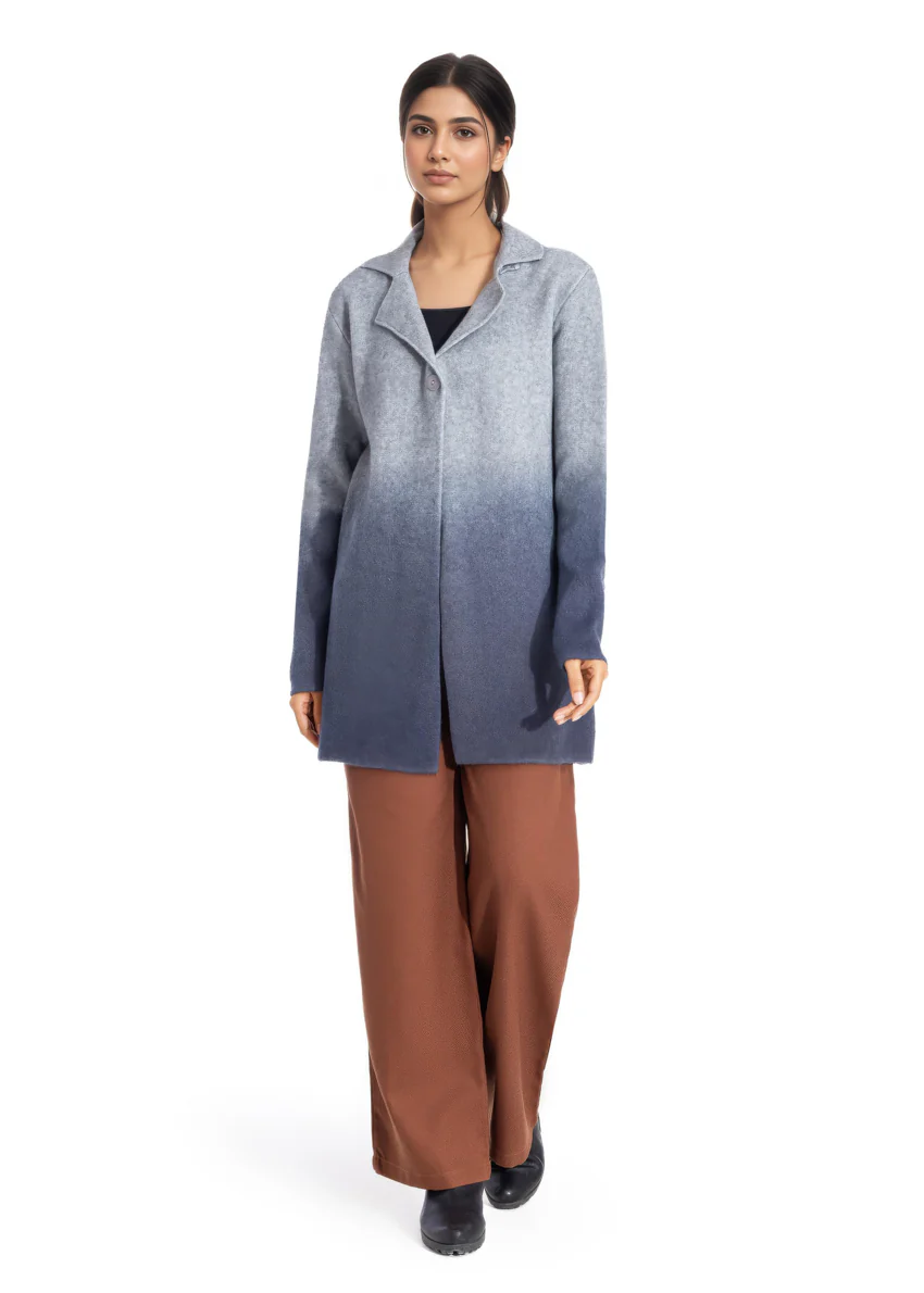 Grey-Notched Collar Full Sleeves Cardigan Sweater (25Y-089-67) - Image 4