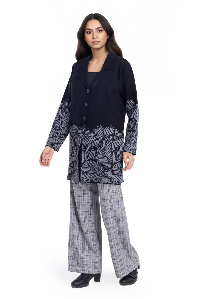 Black-Notched Collar Full Sleeves Cardigan Sweater (25Y-090-67) - Image 4