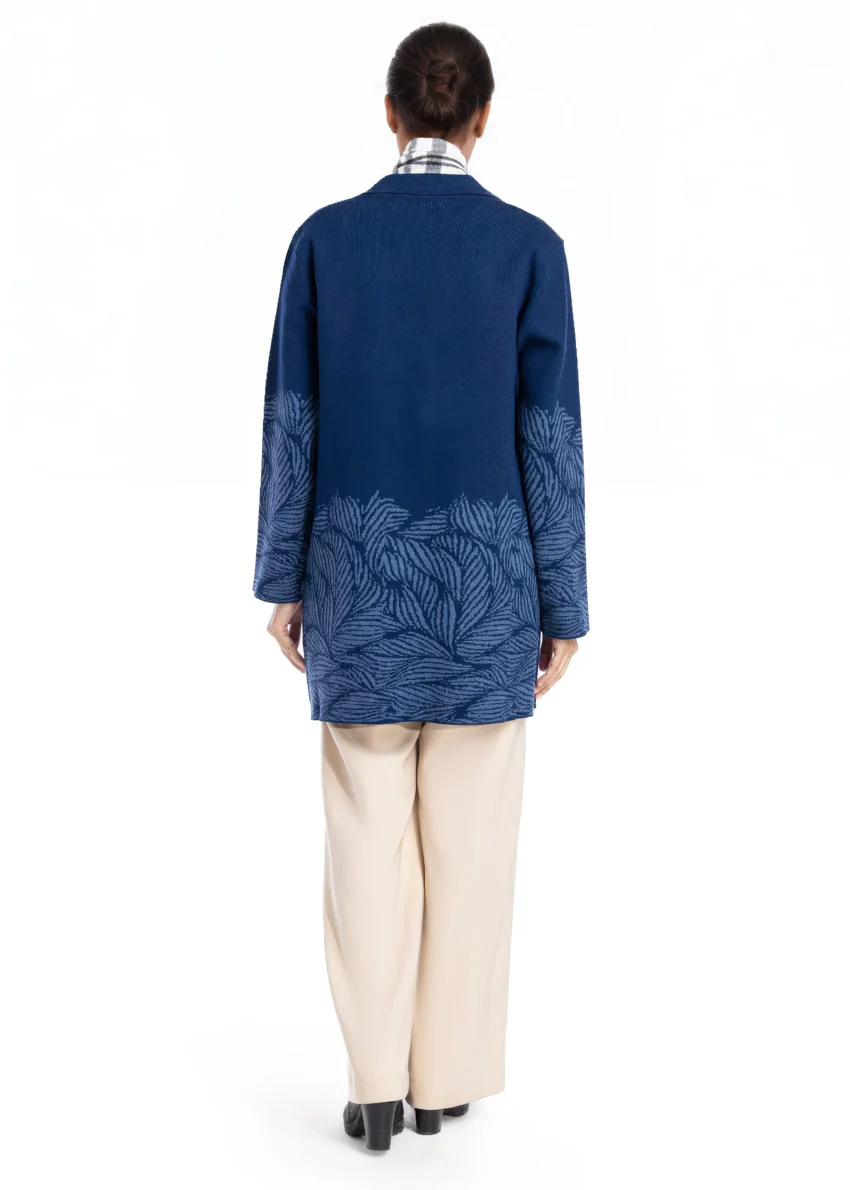 N-Blue-Notched Collar Full Sleeves Cardigan Sweater (25Y-090-67) - Image 2