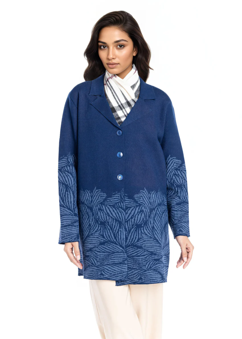 N-Blue-Notched Collar Full Sleeves Cardigan Sweater (25Y-090-67) - Image 3