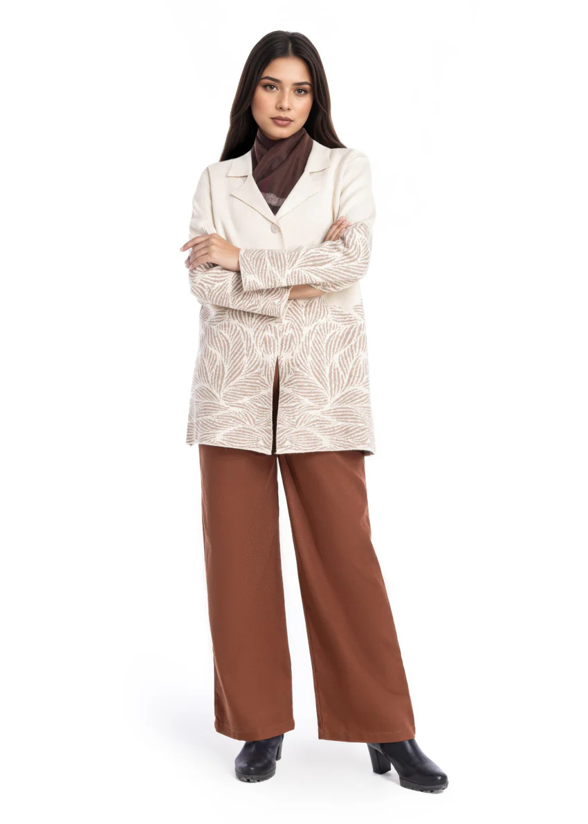 O-White-Notched Collar Full Sleeves Cardigan Sweater (25Y-090-67) - Image 4