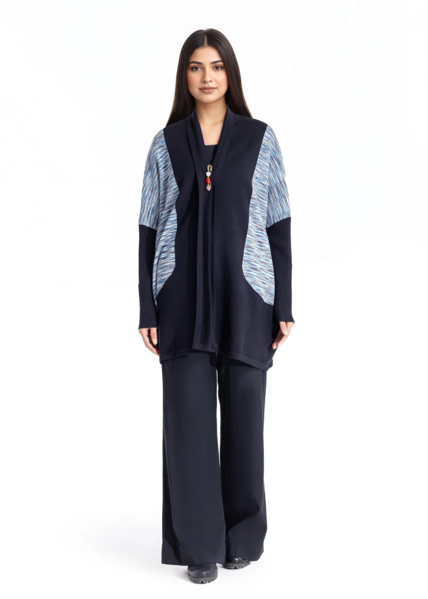 Black-V Neck Cardigan Full Sleeves Sweater (25Y-092-67)