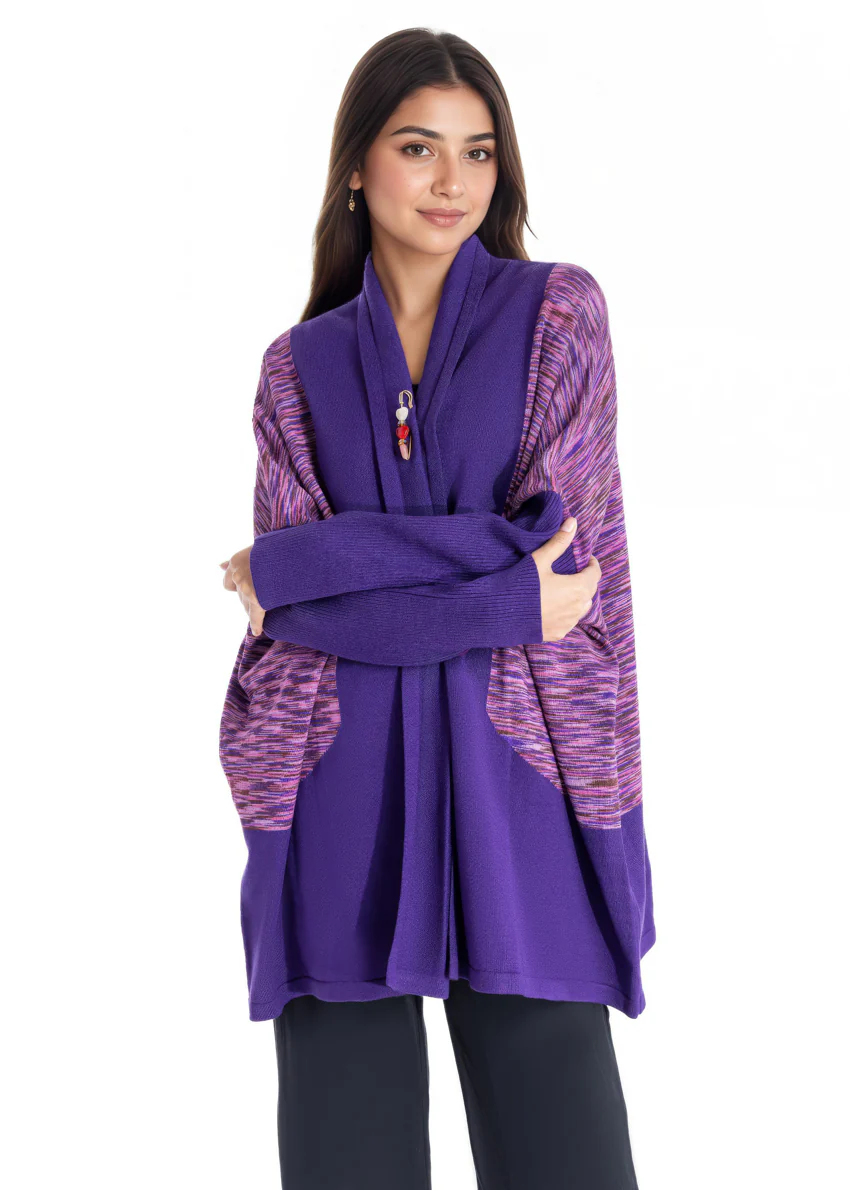 Brinjal-V Neck Cardigan Full Sleeves Sweater (25Y-092-67) - Image 4
