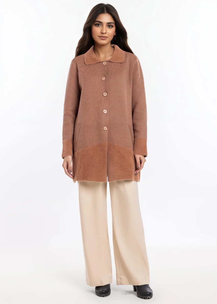 Coffee-Wing Collar Full Sleeves Cardigan Sweater (25Y-093-67)