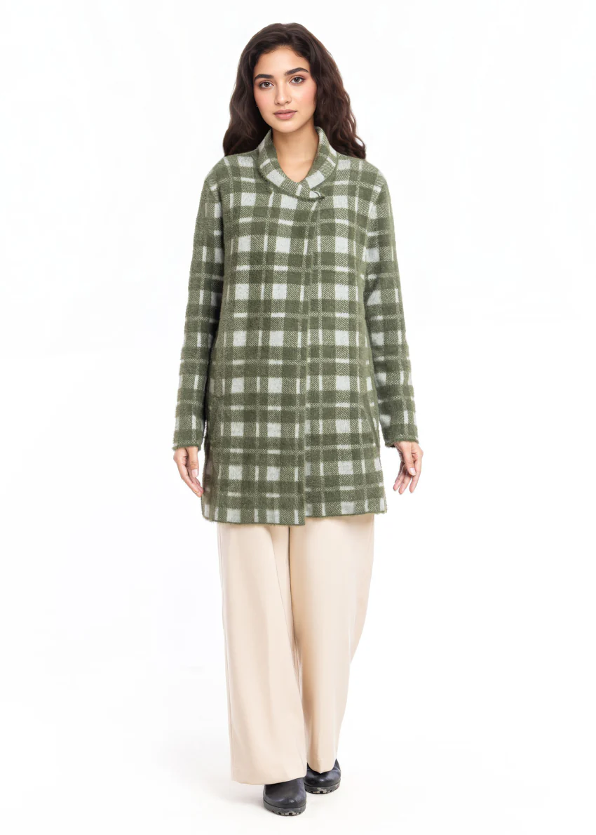 Olive-Shawl Collar Full Sleeves Cardigan Sweater (25Y-094-67)