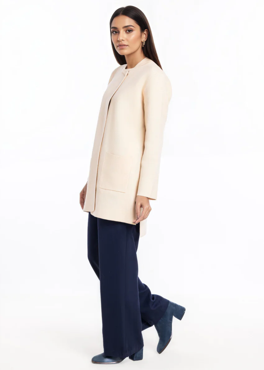 Beige-Round Neck Cardigan Full Sleeves Sweater (25Y-096-67) - Image 5
