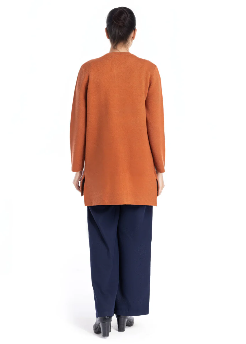 Rust-Round Neck Cardigan Full Sleeves Sweater (25Y-096-67) - Image 2