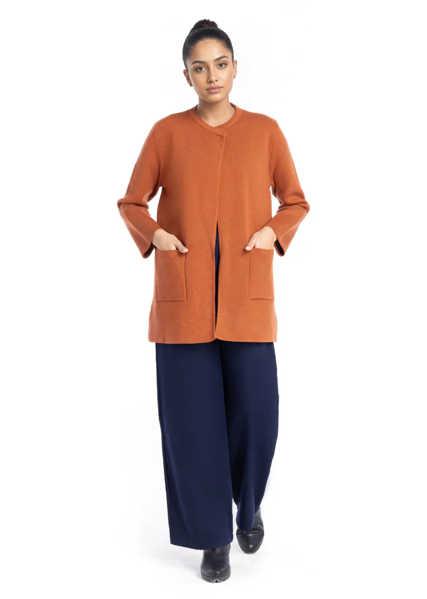 Rust-Round Neck Cardigan Full Sleeves Sweater (25Y-096-67) - Image 4