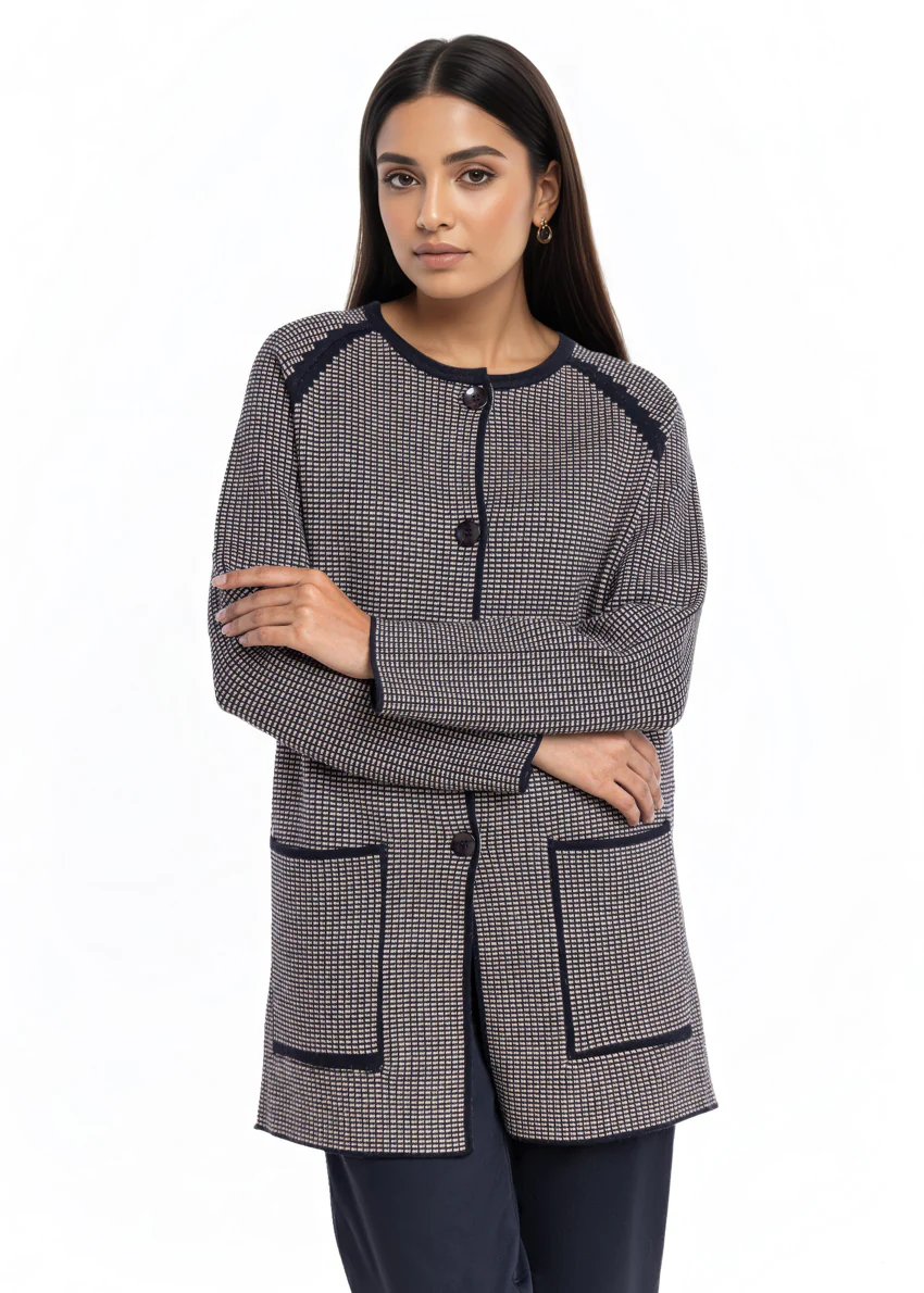 Black-Round Neck Cardigan Reglan Sleeve Sweater (25Y-097-67) - Image 4