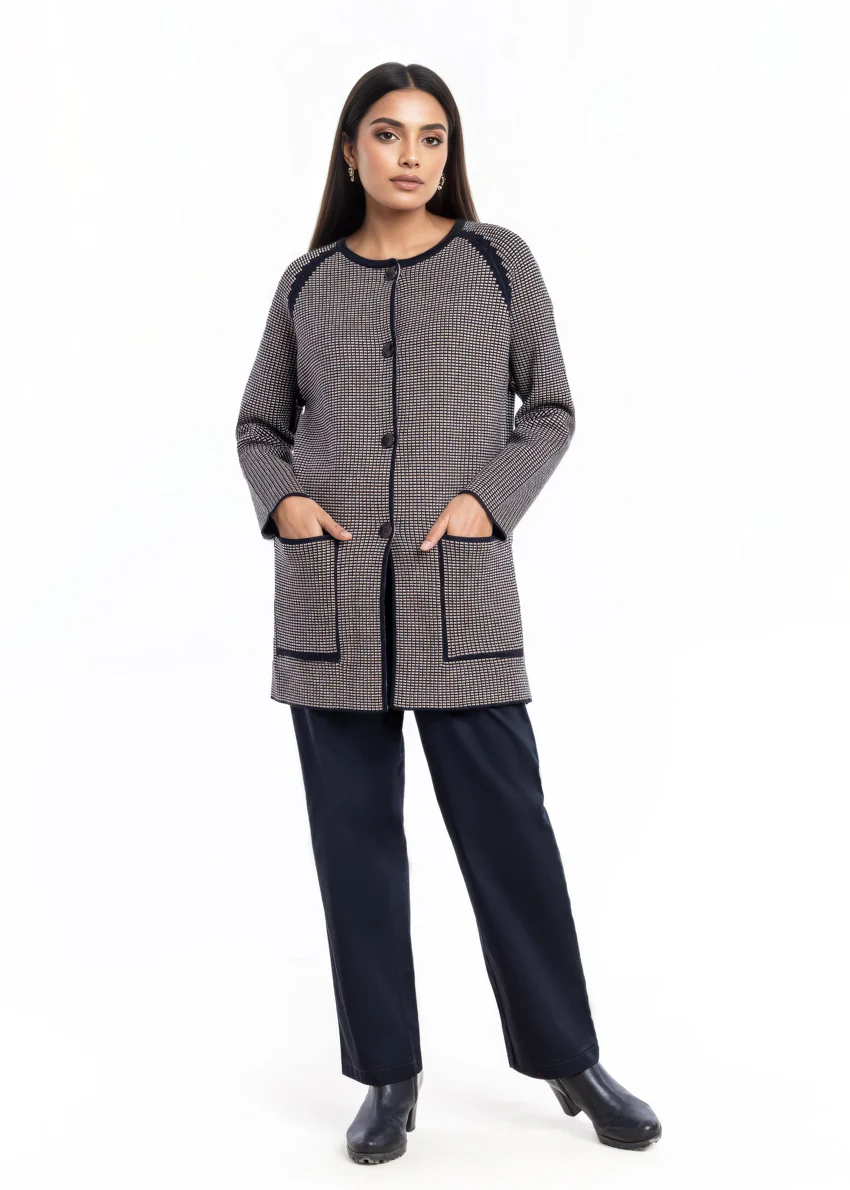 Black-Round Neck Cardigan Reglan Sleeve Sweater (25Y-097-67) - Image 5