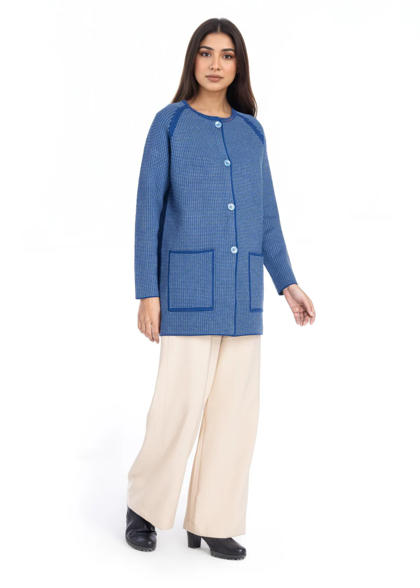 R-Blue-Round Neck Cardigan Reglan Sleeve Sweater (25Y-097-67) - Image 4