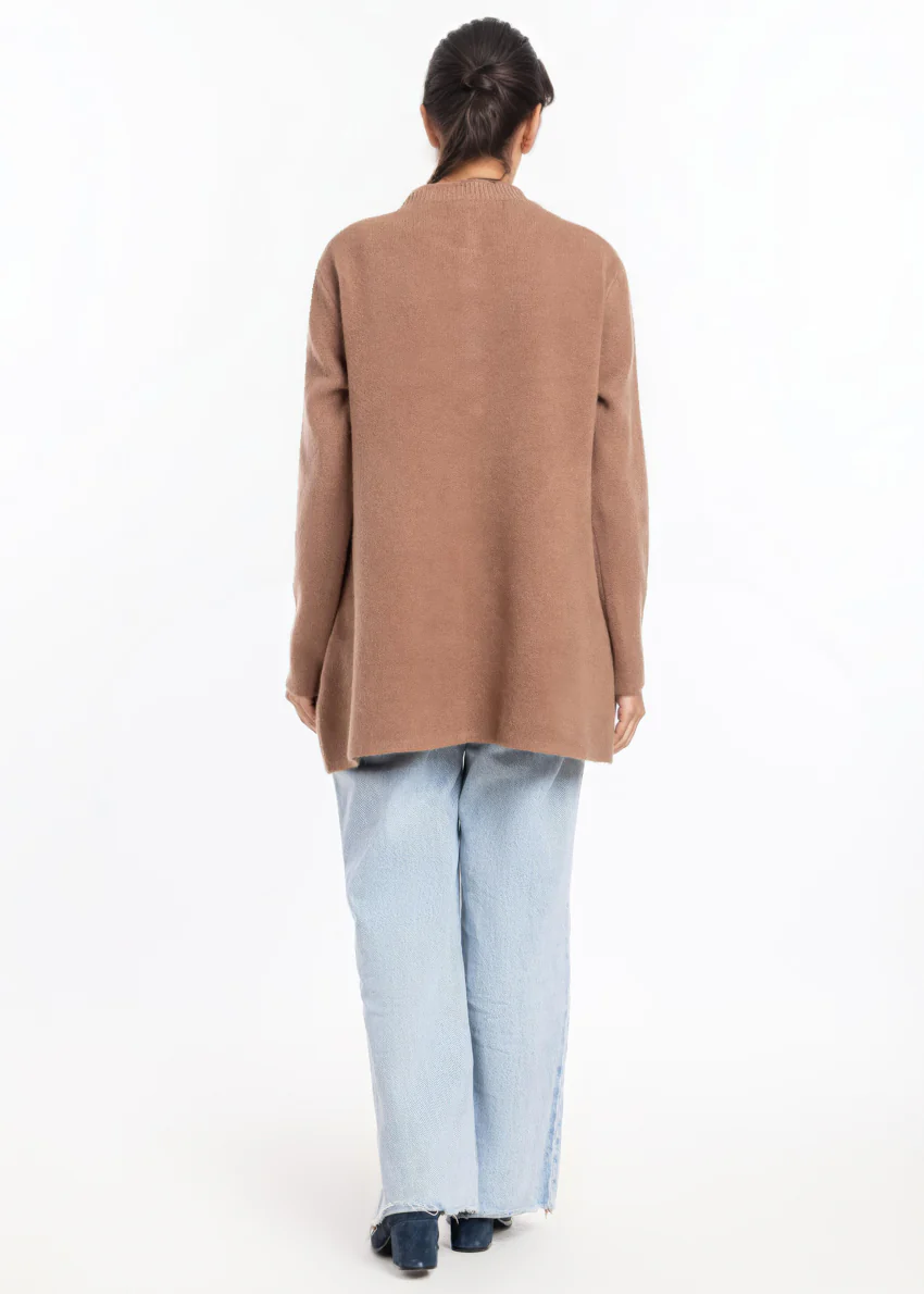 Brown-Round Neck Cardigan Full Sleeves Sweater (25Y-098-67) - Image 2
