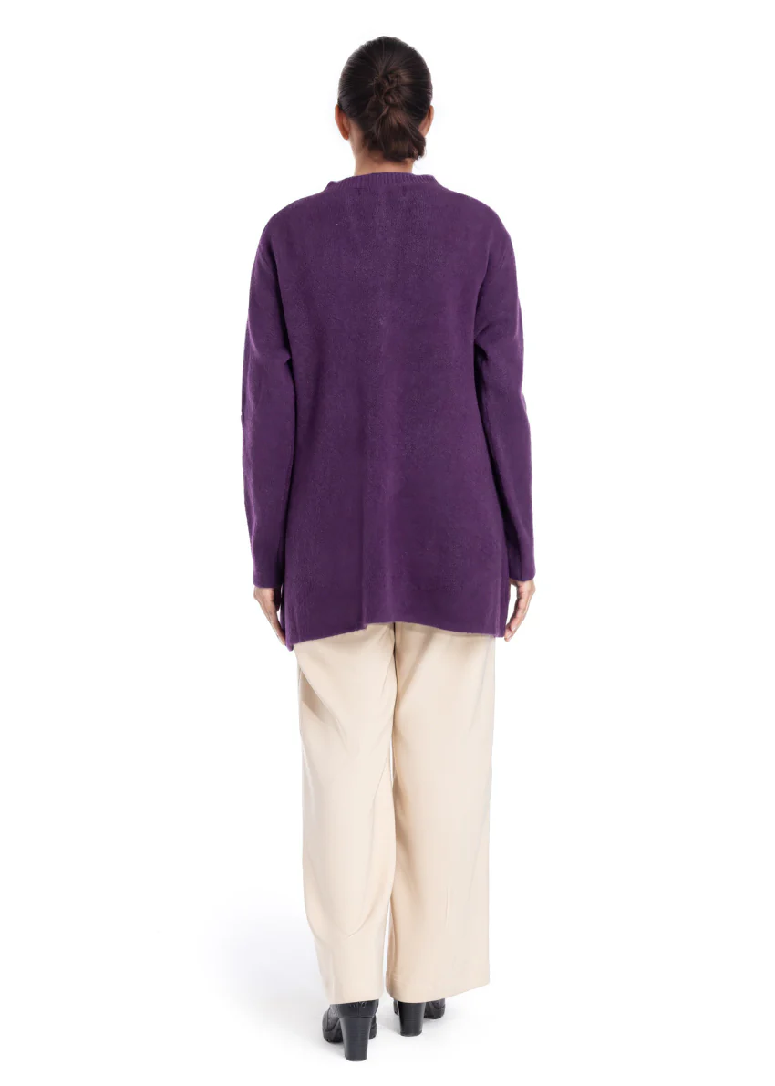 R-Purple-Round Neck Cardigan Full Sleeves Sweater (25Y-098-67) - Image 2