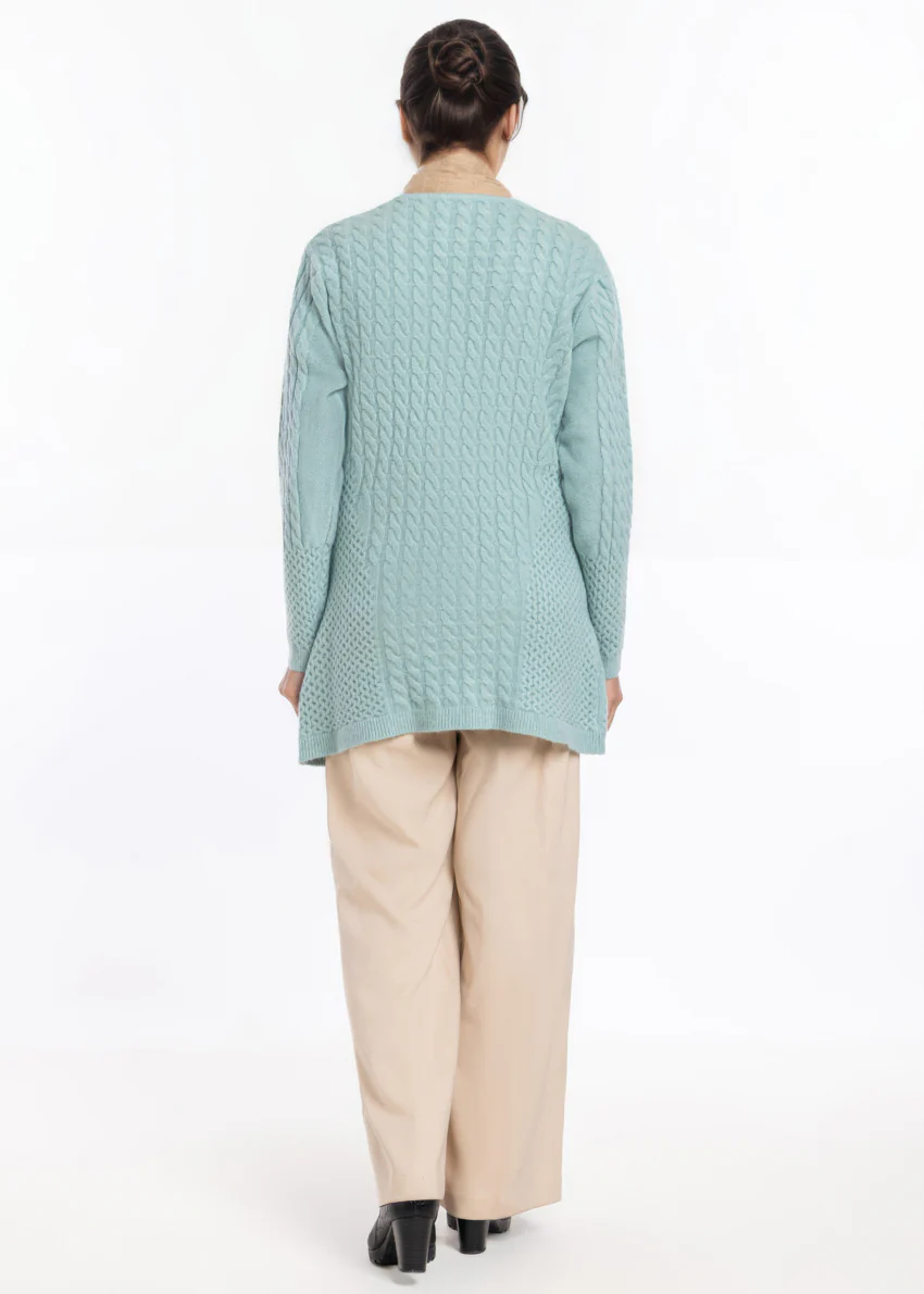 Aqua-Lapel Collar Full Sleeves Cardigan Sweater (25Y-099-67) - Image 2