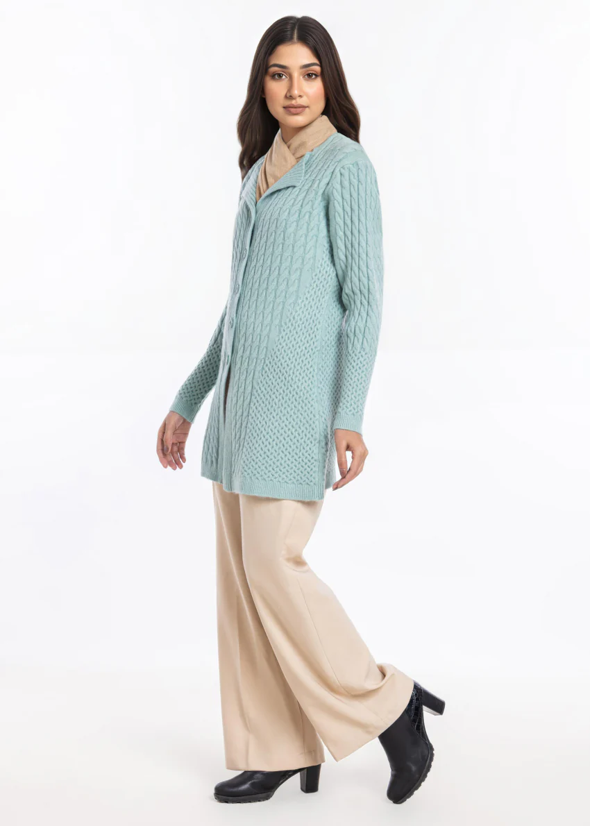 Aqua-Lapel Collar Full Sleeves Cardigan Sweater (25Y-099-67) - Image 4