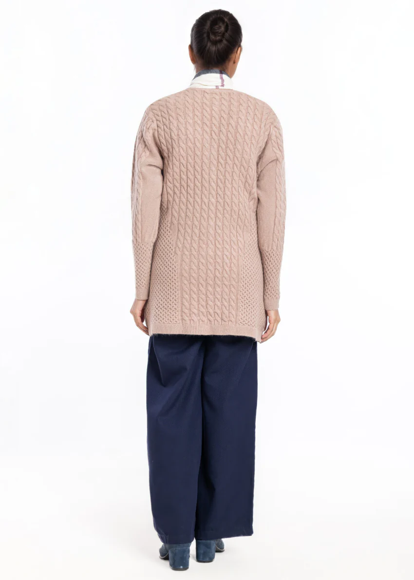 Beige-Lapel Collar Full Sleeves Cardigan Sweater (25Y-099-67) - Image 2