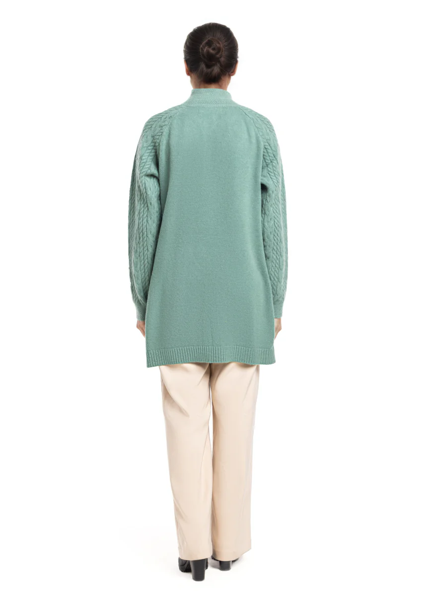 Green-Round Turtle Cardigan Reglan Sleeves Sweater (25Y-101-67) - Image 2
