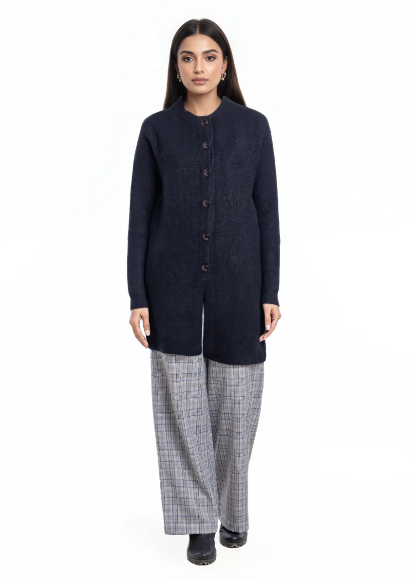Black-Round Neck Cardigan Full Sleeves Sweater (25Y-102-67)