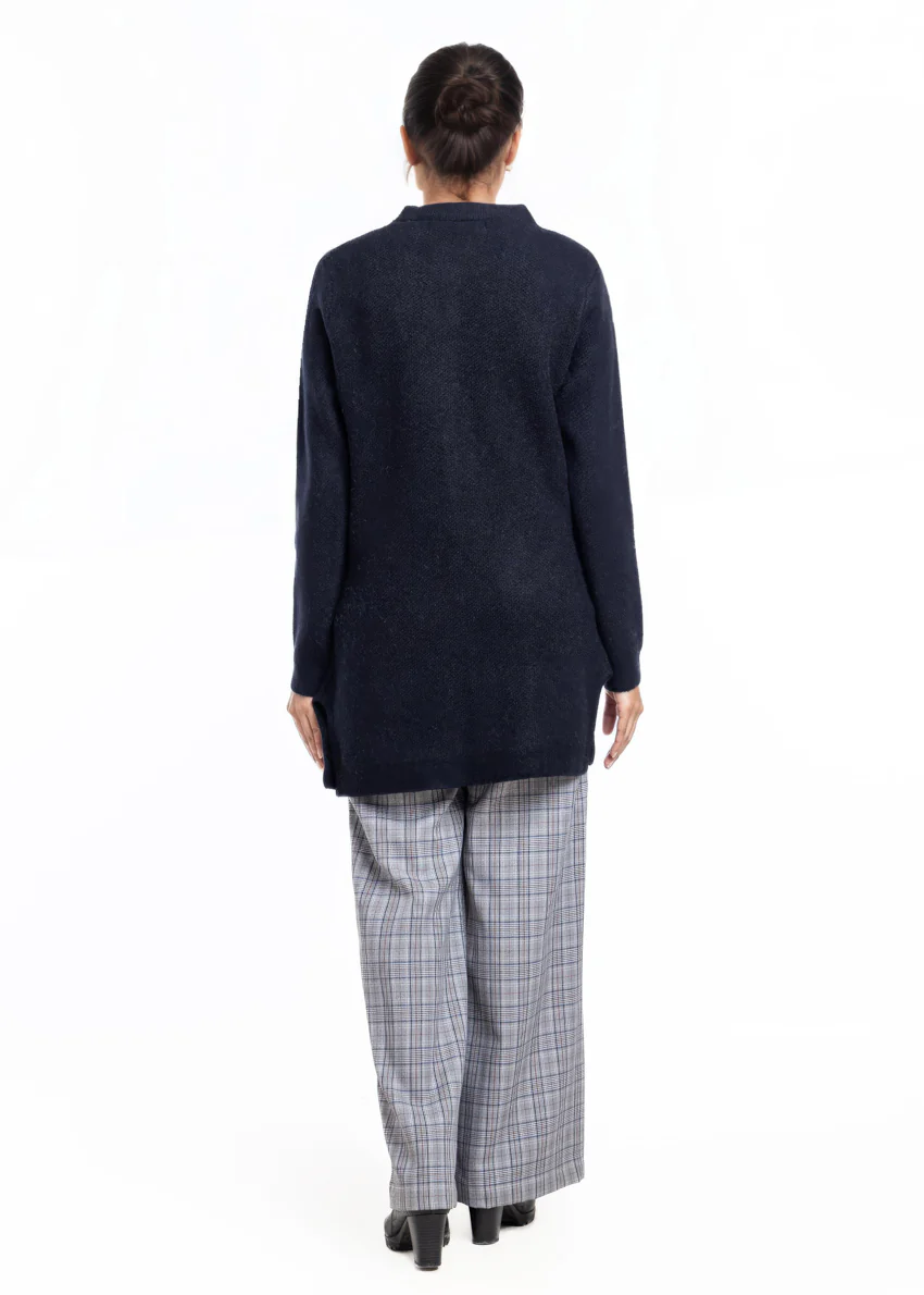 Black-Round Neck Cardigan Full Sleeves Sweater (25Y-102-67) - Image 2