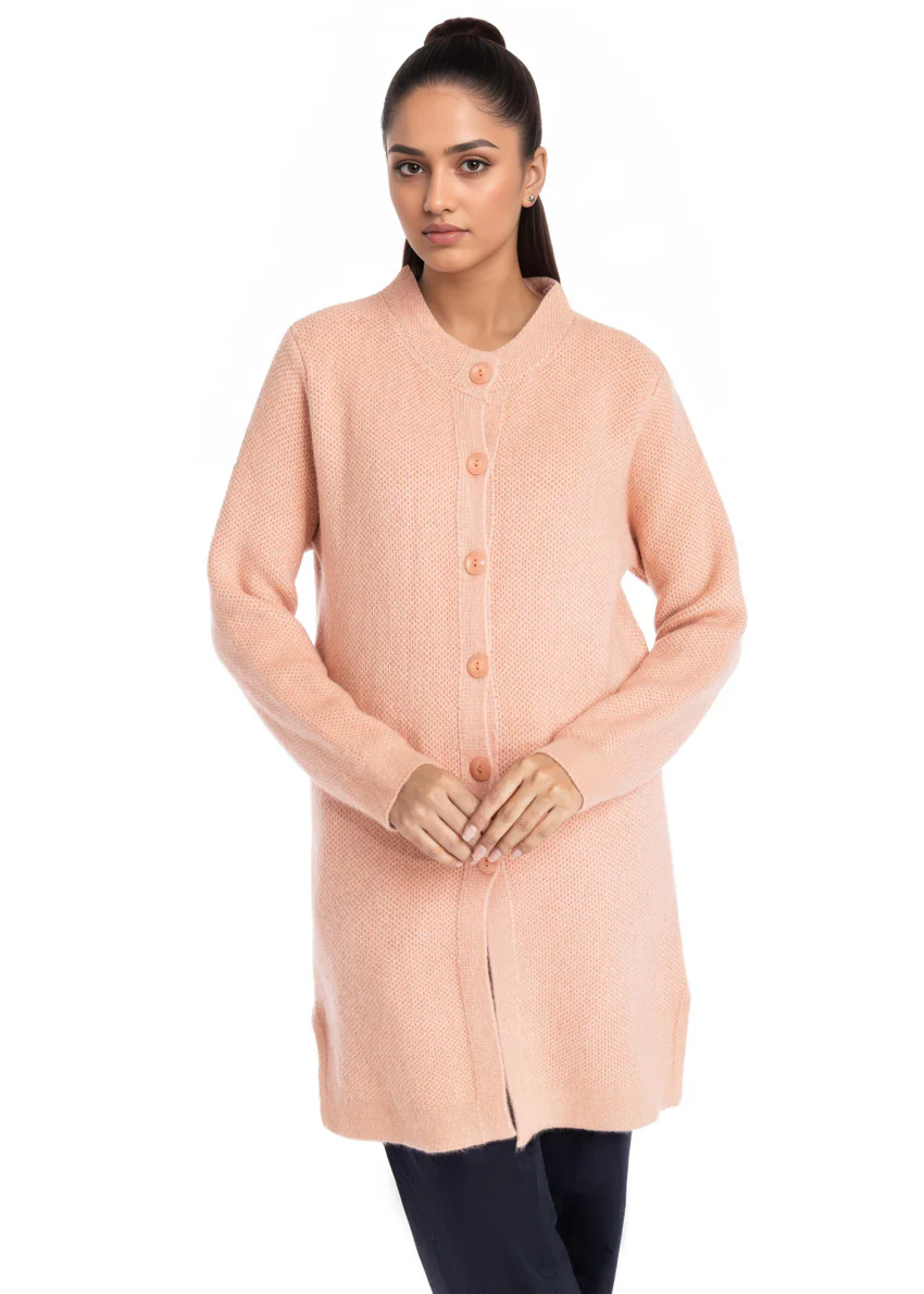 Coral-Round Neck Cardigan Full Sleeves Sweater (25Y-102-67)