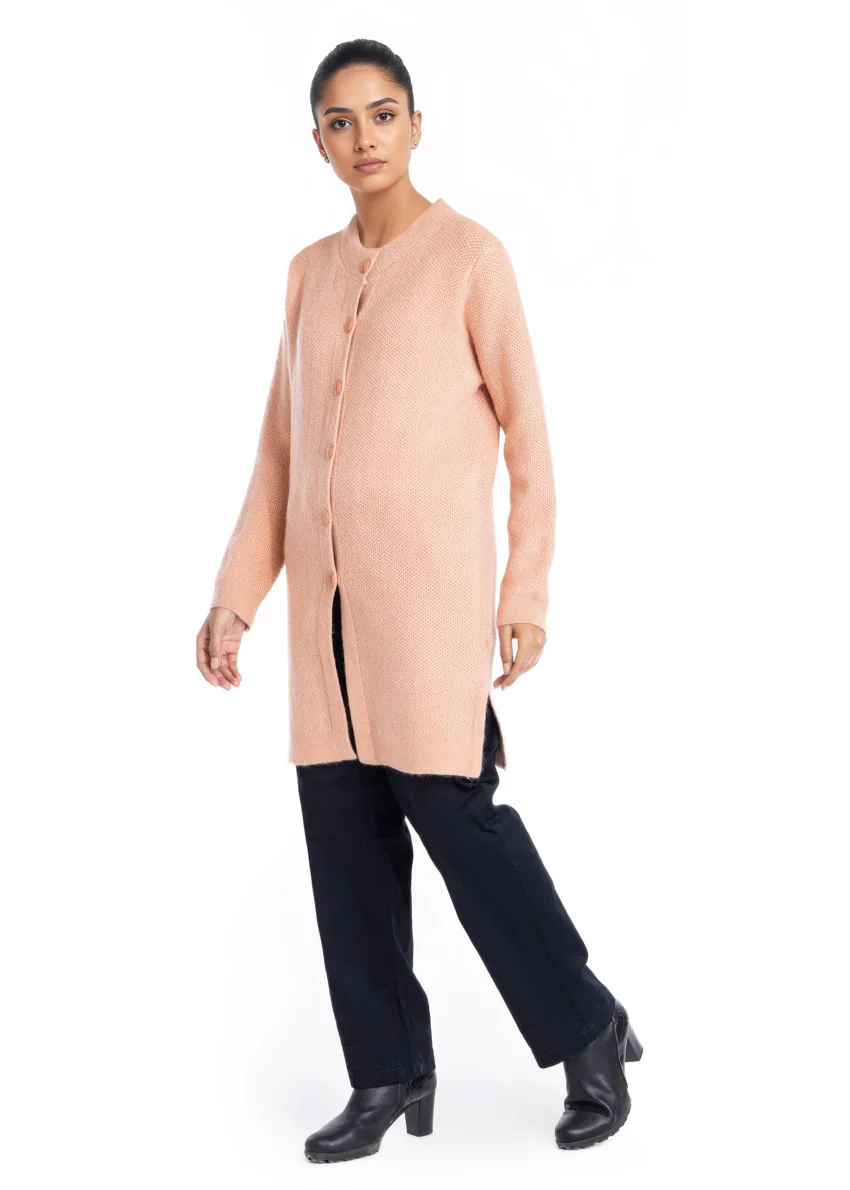 Coral-Round Neck Cardigan Full Sleeves Sweater (25Y-102-67) - Image 3