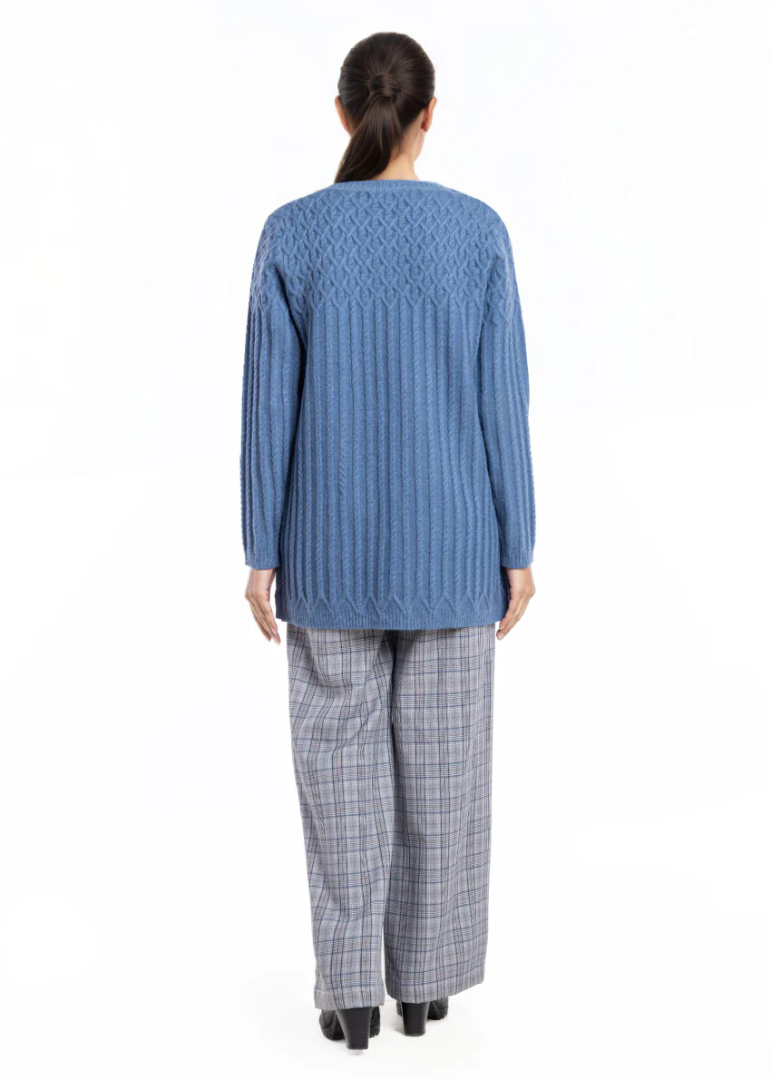 Blue-Round Neck Cardigan Full Sleeves Sweater (25Y-103-67) - Image 2