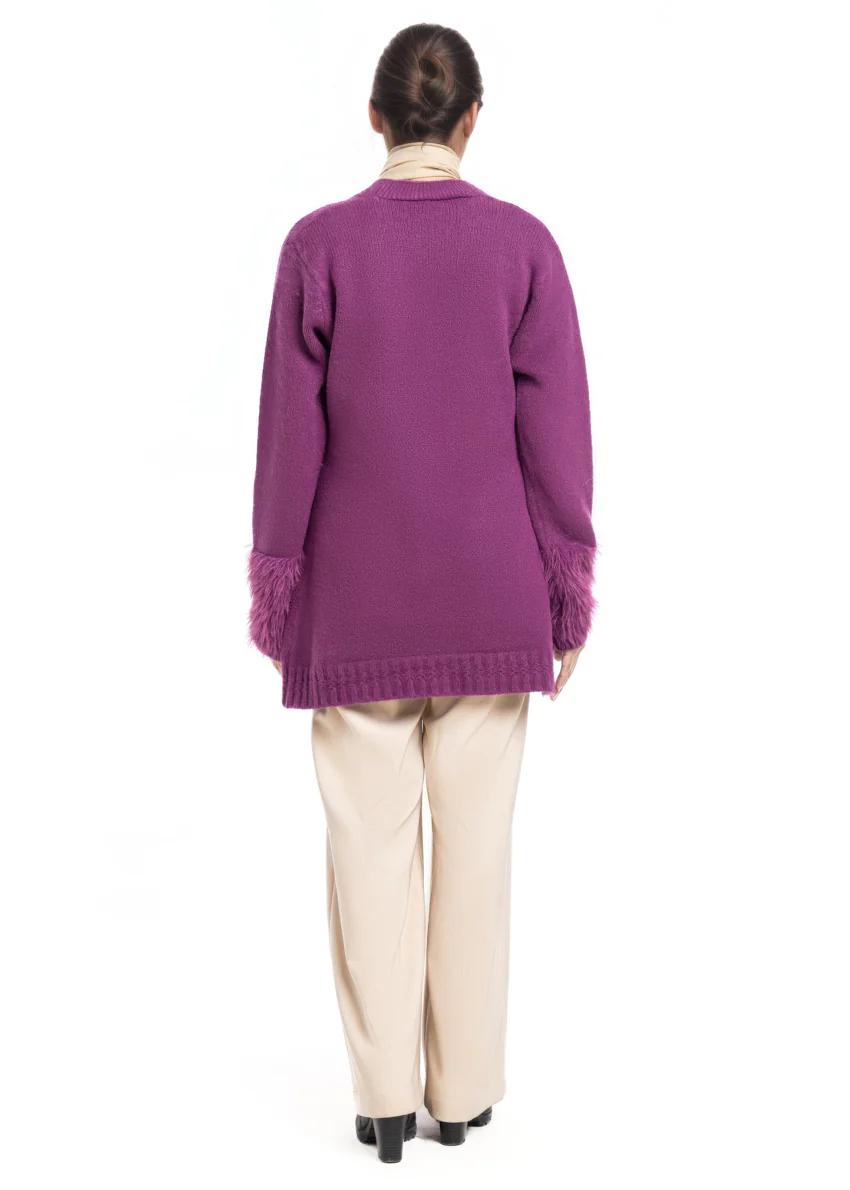 Mauve-V-Cardigan Full Sleeves Sweater (25Y-104-67) - Image 3