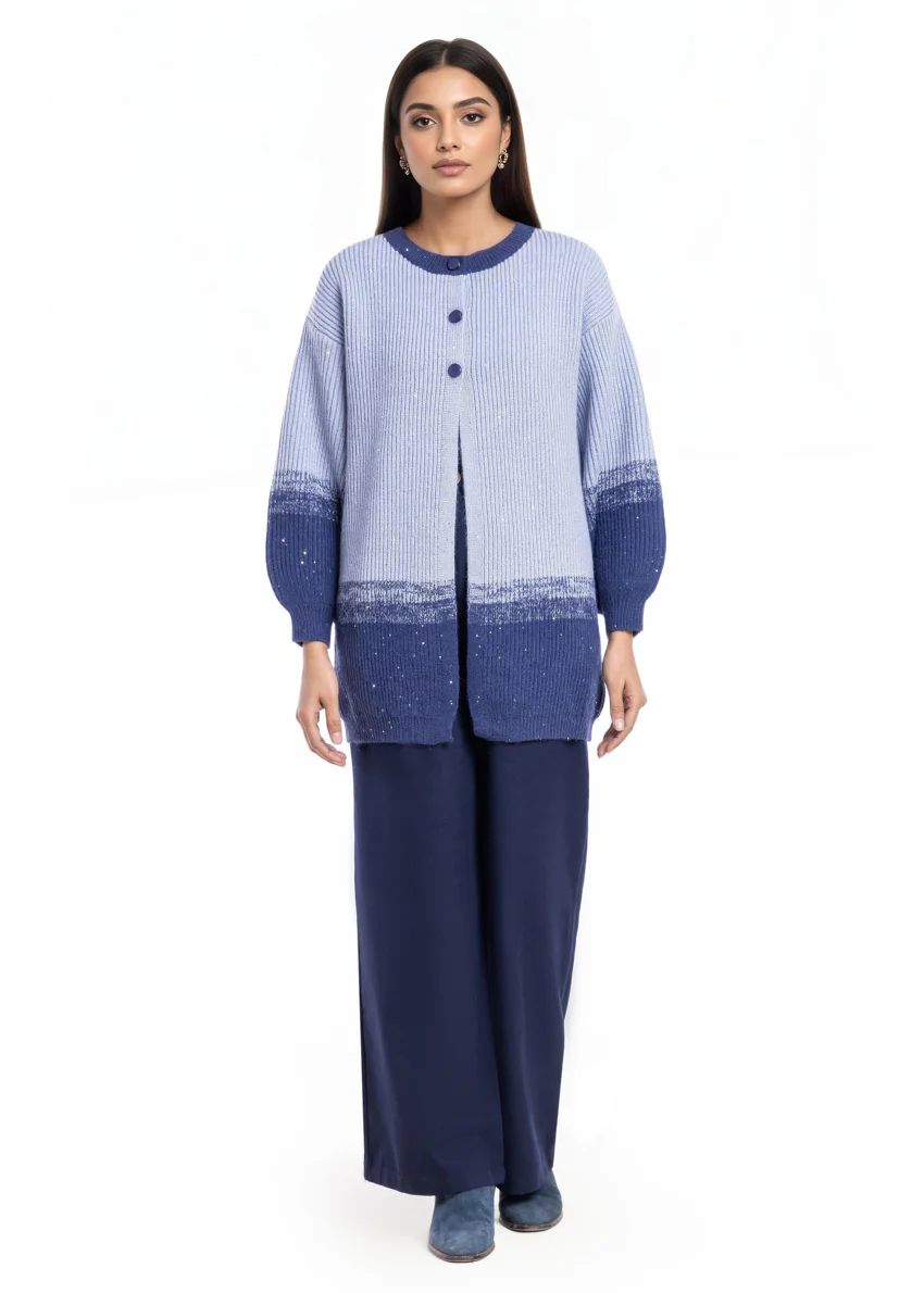 Blue-Round Neck Cardigan Full Sleeves Sweater (25Y-105-67) - Image 5