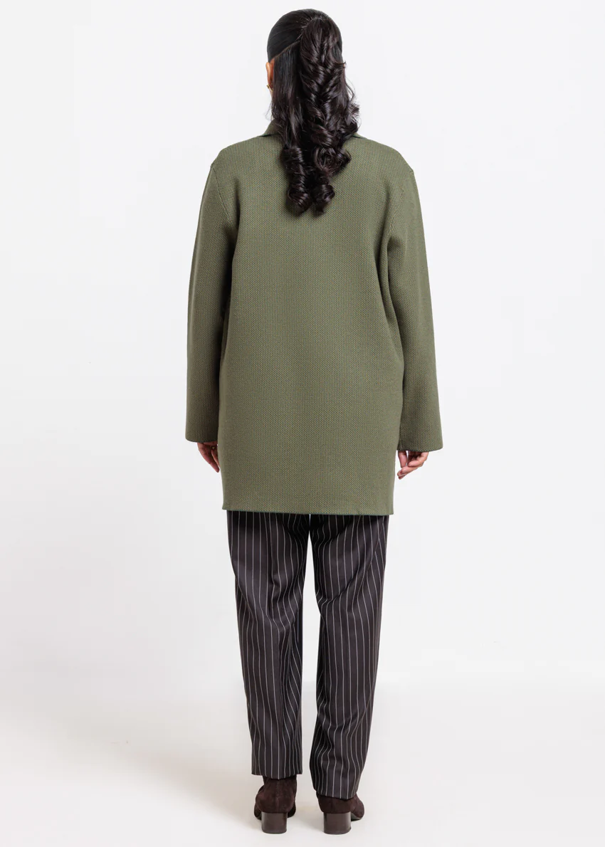 Green-Notched Collar Full Sleeves Cardigan Sweater (25Y-106-67) - Image 2