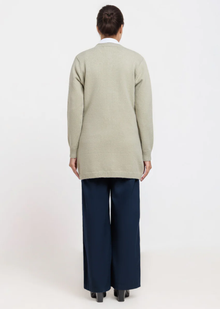Lime-Round Neck Full Sleeves Cardigan Sweater (25Y-107-67) - Image 2
