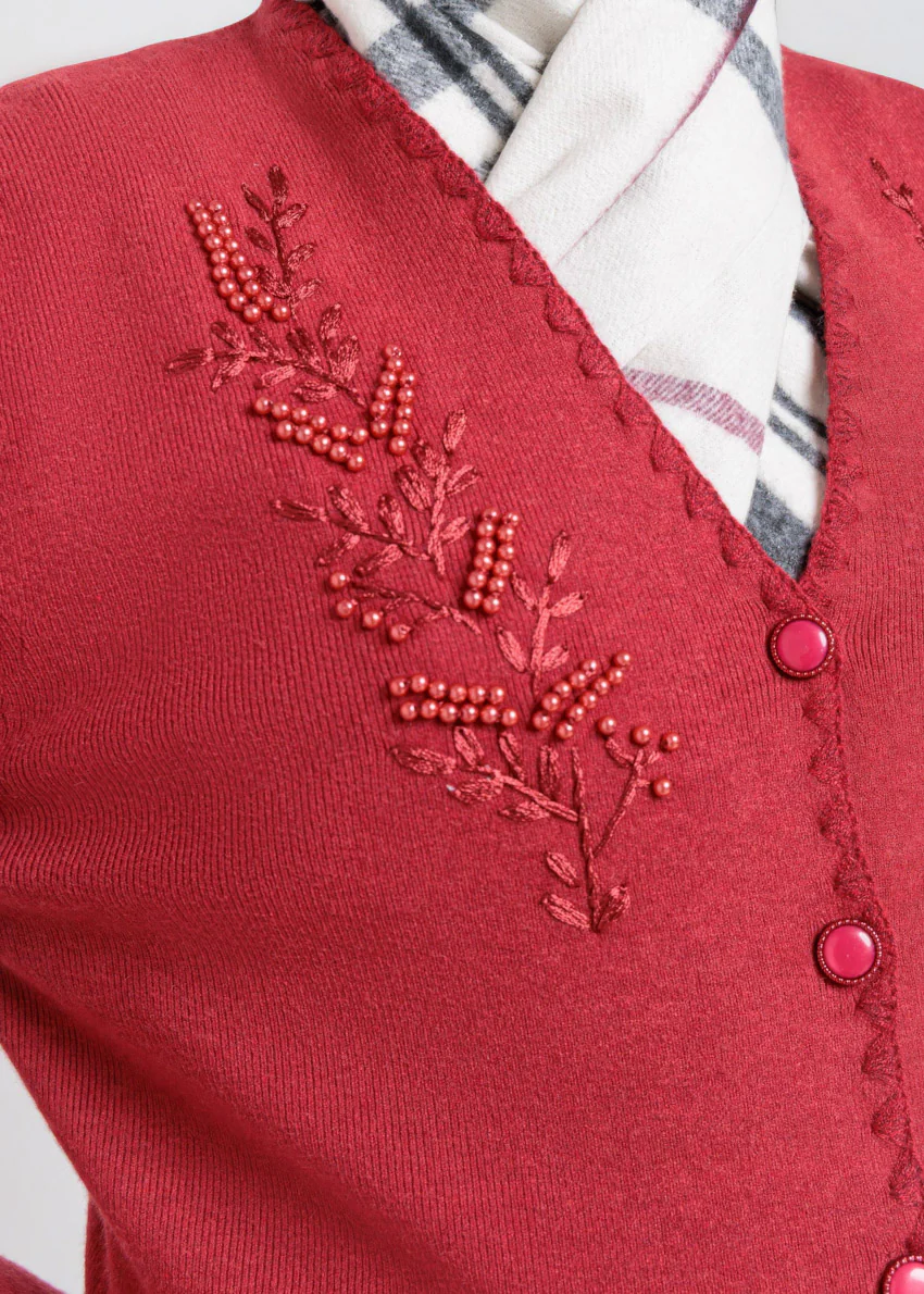 Maroon-V-Cardigan Full Sleeves Sweater (25Y-109-67) - Image 4